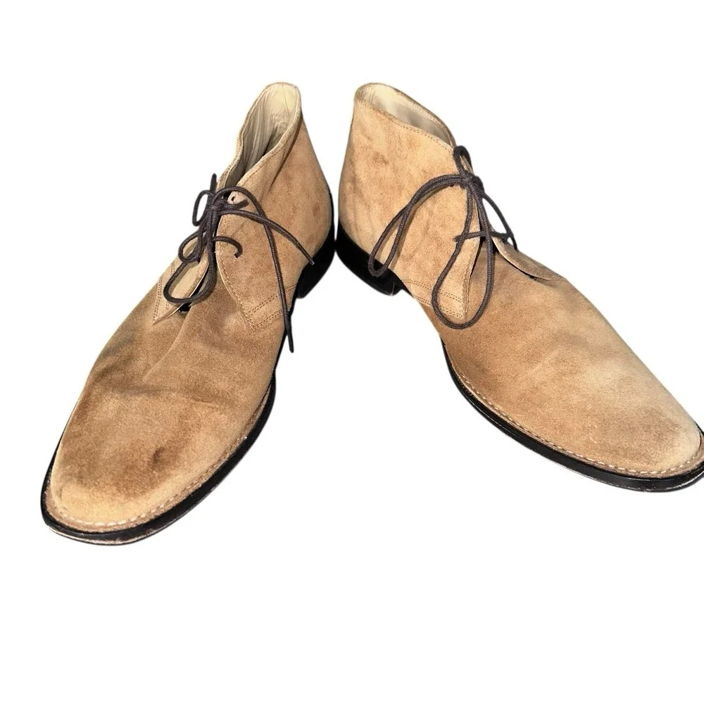 Banana‎ Republic Mens 10 Boots Tan Suede Ankle Lace Up Business Preppy Boho